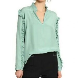 Sandro ruffle sleeve seafoam Green Blouse women’s size 1